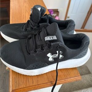 Under Armour Black Mesh Athletic Shoes with White Sole